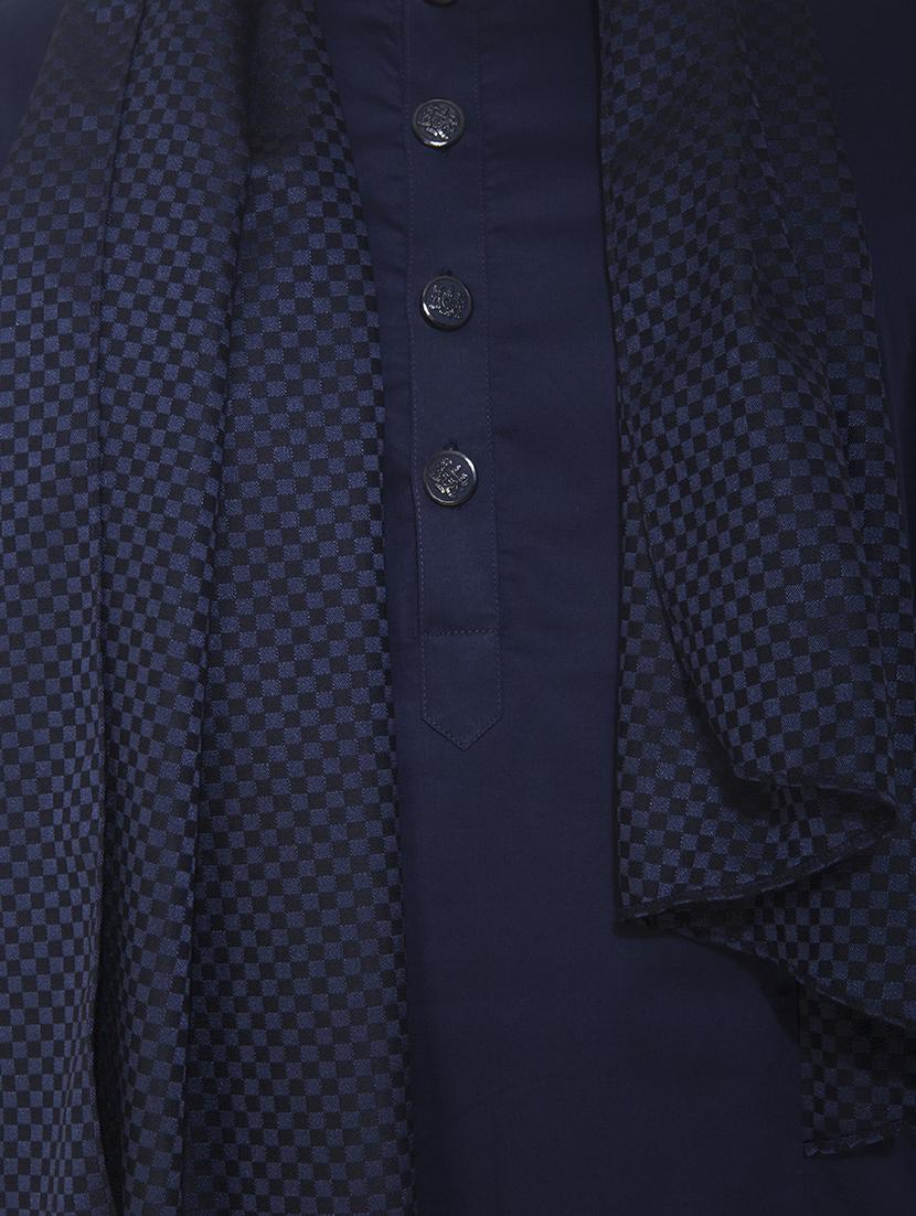 blue cotton kurta pyjama set - 15398337 - Zoom Image - 3