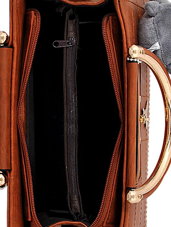brown leatherette (pu) regular sling bag - 15398878 - Zoom Image - 3