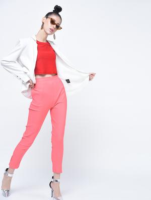 high waist flat front trouser - 15399050 - Standard Image - 3