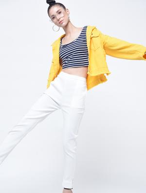 high waist flat front trouser - 15399053 - Standard Image - 3