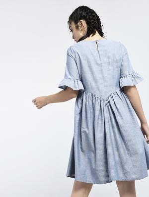 striped gather detail dress - 15399375 - Standard Image - 3