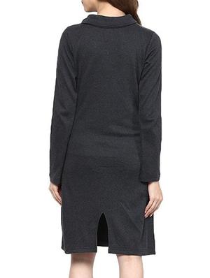 back slit turtle neck sheath dress - 15400242 - Standard Image - 3