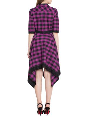 button up checkered asymmetric dress - 15400440 - Standard Image - 3