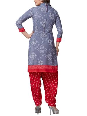 Printed unstitched combo suit - 15401057 - Standard Image - 3