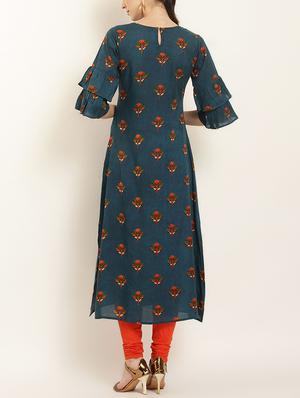 straight bell sleeves kurta - 15402322 - Standard Image - 3