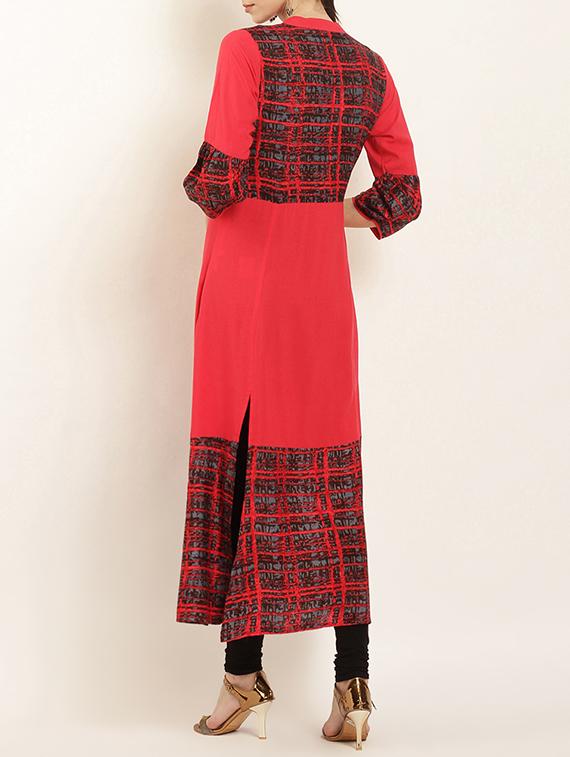 flared slit printed kurta - 15405731 - Zoom Image - 3