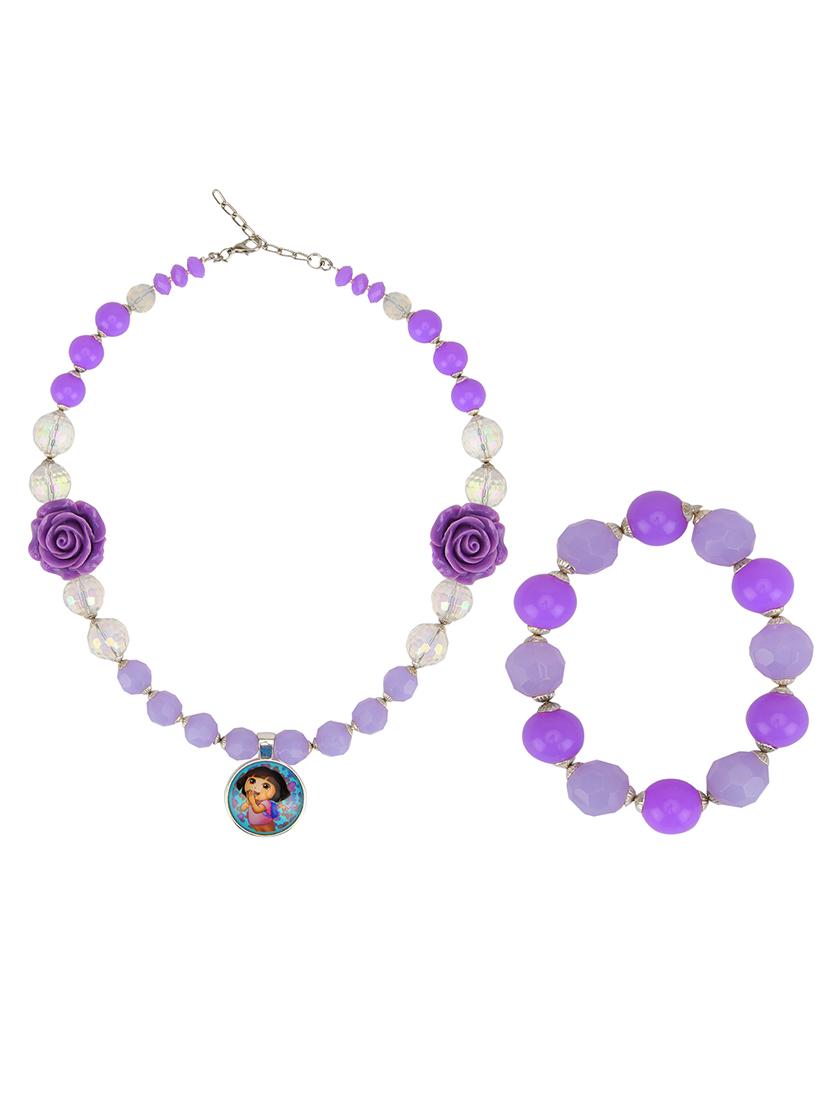 purple plastic necklace set jewellery - 15405886 - Zoom Image - 3