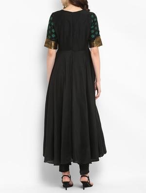 Flared brocade yoke kurta - 15406194 - Standard Image - 3