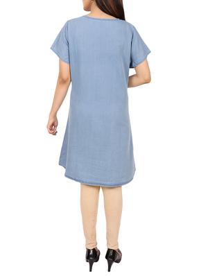 blue a-line kurta - 15410251 - Standard Image - 3