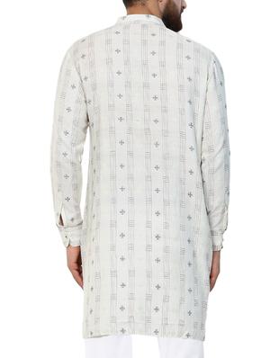 white printed medium kurta - 15410441 - Standard Image - 3