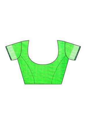 Linen Checkered woven saree with blouse - 15410852 - Standard Image - 3