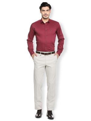 maroon cotton blend formal shirt - 15410903 - Standard Image - 3