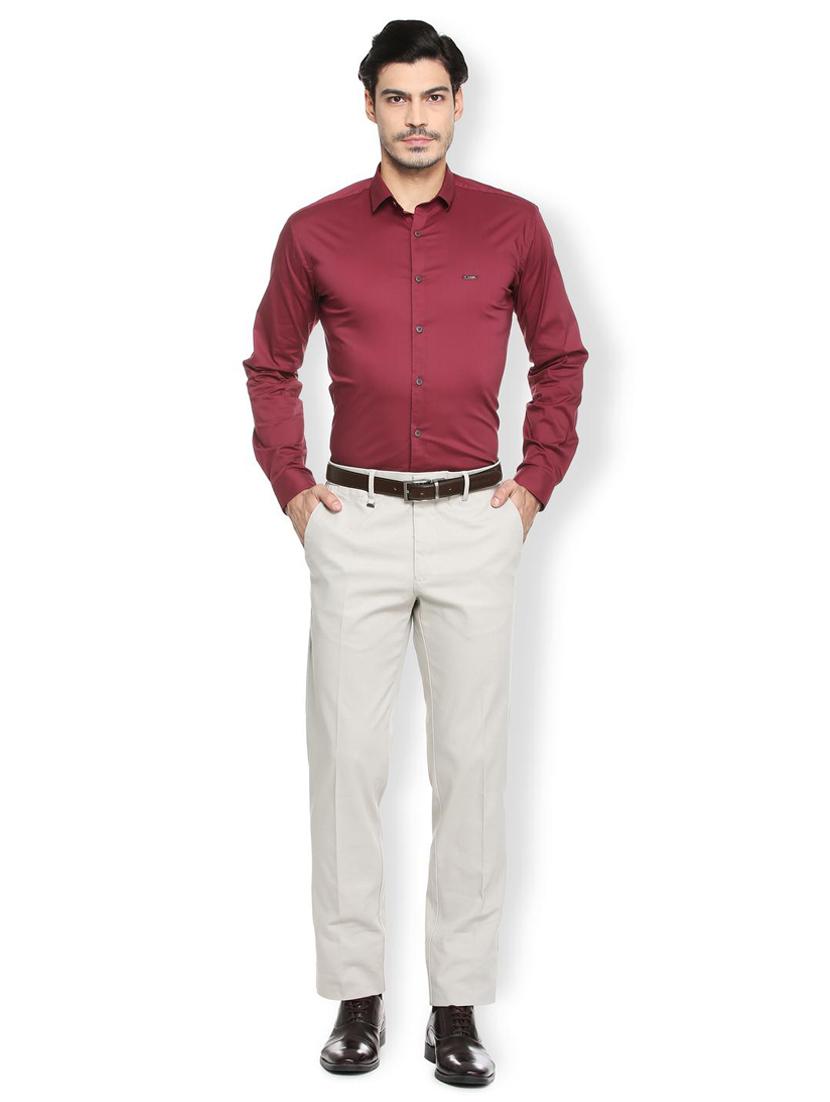 maroon cotton blend formal shirt - 15410903 - Zoom Image - 3