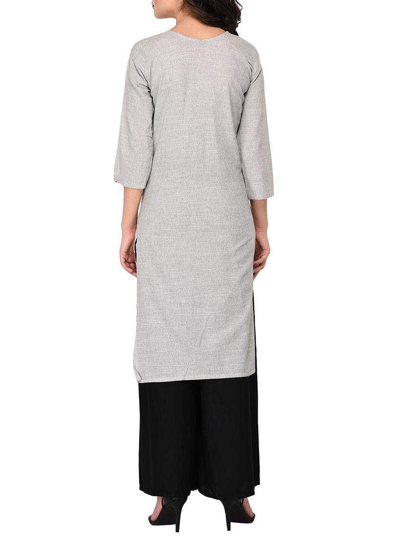 straight embroidered kurta - 15411187 - Zoom Image - 3
