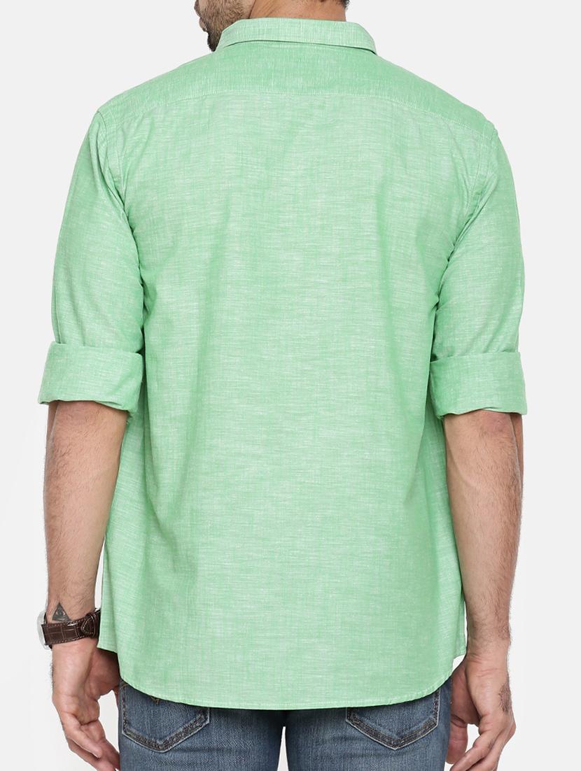 green cotton linen casual shirt - 15411200 - Zoom Image - 3