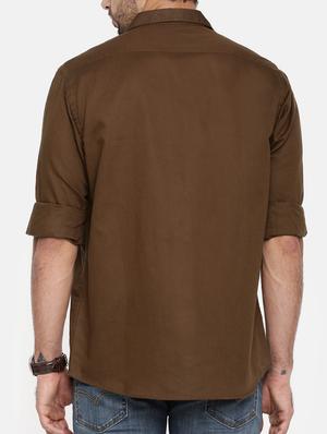 brown cotton casual shirt - 15411204 - Standard Image - 3