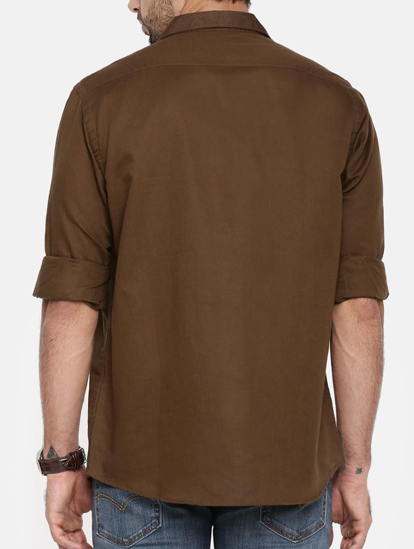 brown cotton casual shirt - 15411204 - Zoom Image - 3