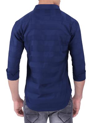 navy blue cotton casual shirt - 15411391 - Standard Image - 3