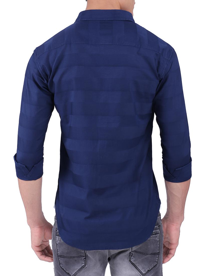 navy blue cotton casual shirt - 15411391 - Zoom Image - 3