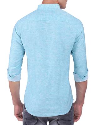 blue cotton casual shirt - 15411394 - Standard Image - 3