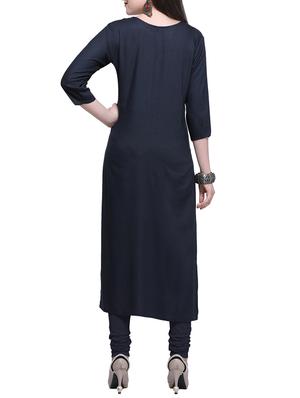 Black Staright kurta - 15411811 - Standard Image - 3