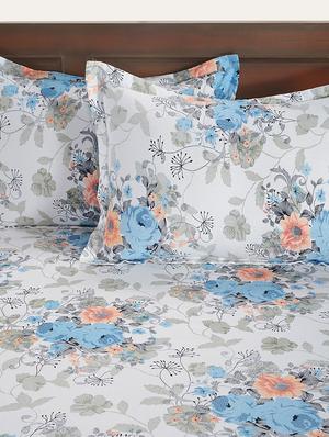 250 TC Floral Print Cotton Satin Single Bed Sheet with 1 Pillow Cover - 15411881 - Standard Image - 3