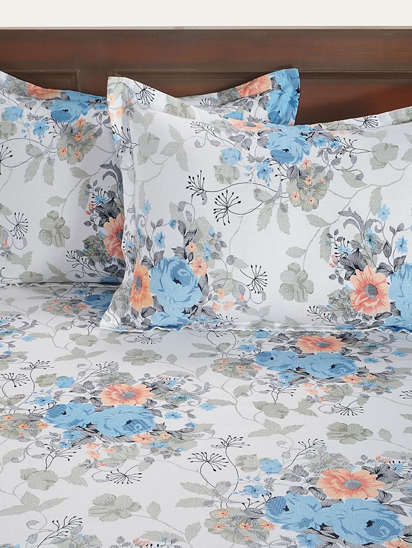 250 TC Floral Print Cotton Satin Single Bed Sheet with 1 Pillow Cover - 15411881 - Zoom Image - 3