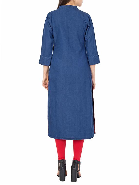 straight embroidered kurta - 15412226 - Zoom Image - 3