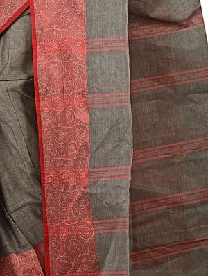 contrast jacquard border tant saree with blouse - 15412335 - Standard Image - 3