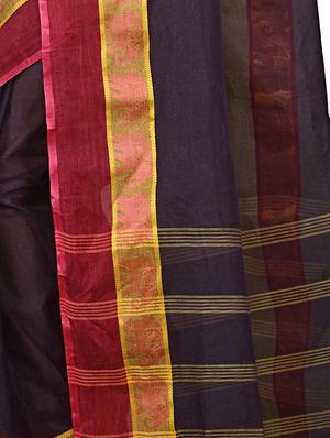 contrast jacquard border tant saree with blouse - 15412338 - Standard Image - 3