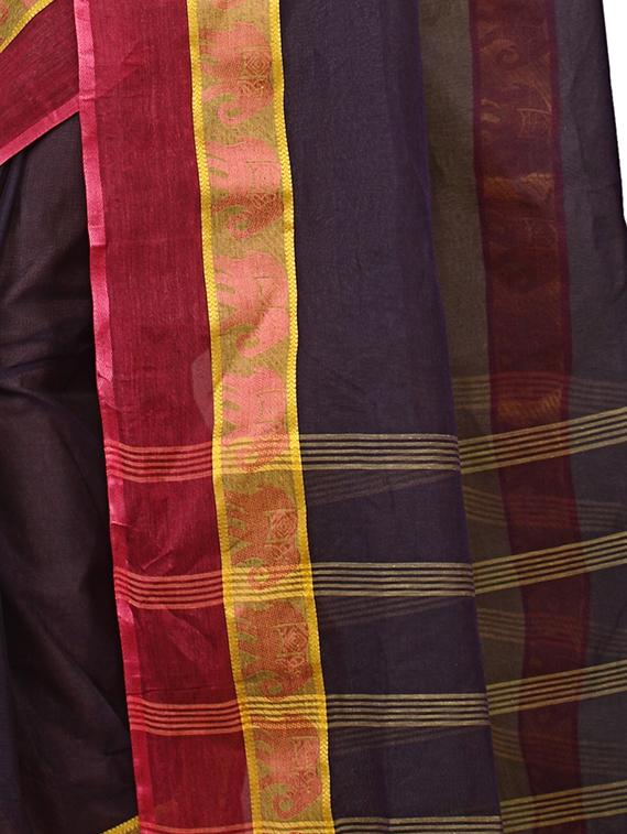 contrast jacquard border tant saree with blouse - 15412338 - Zoom Image - 3