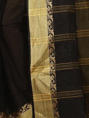 contrast border plain tant saree with blouse - 15412349 - Standard Image - 3