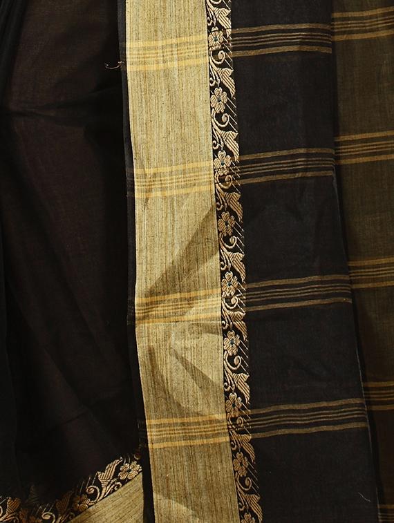 contrast border plain tant saree with blouse - 15412349 - Zoom Image - 3