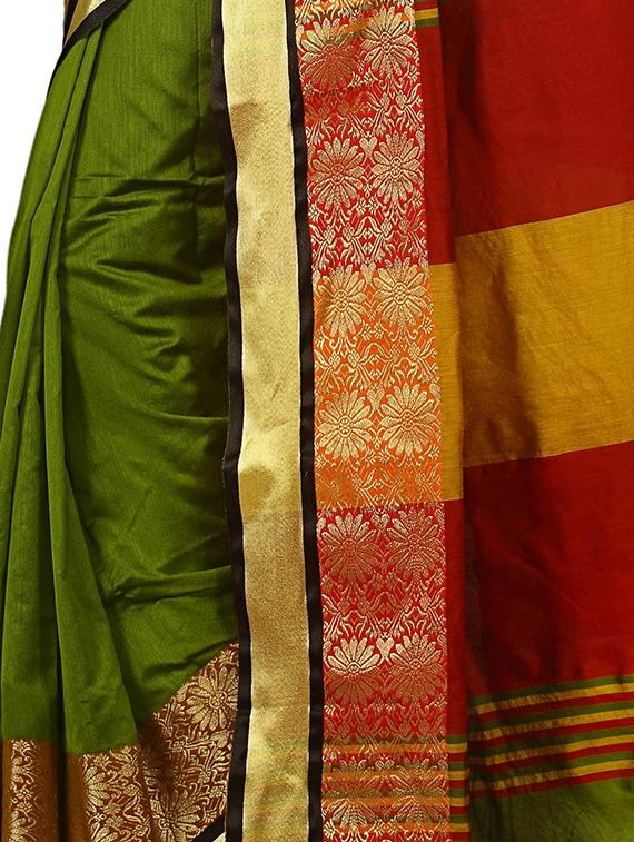 floral zari border tant saree with tassels with blouse - 15412393 - Zoom Image - 3