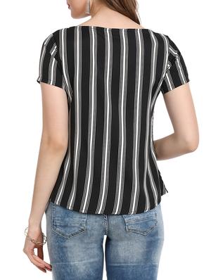 Striped round neck top - 15412850 - Standard Image - 3
