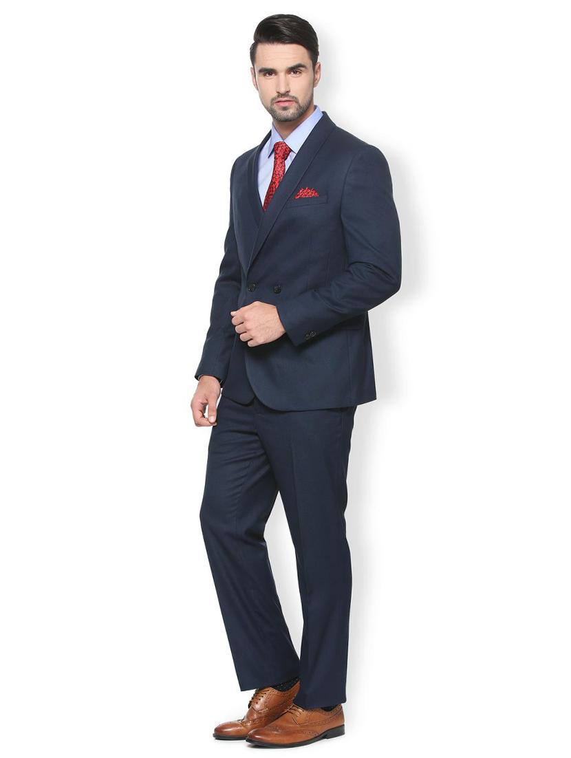 blue polyester blend double breasted suit - 15413072 - Zoom Image - 3