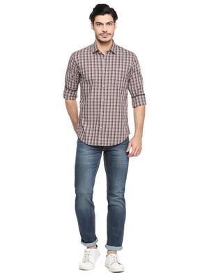 brown cotton casual shirt - 15413107 - Standard Image - 3