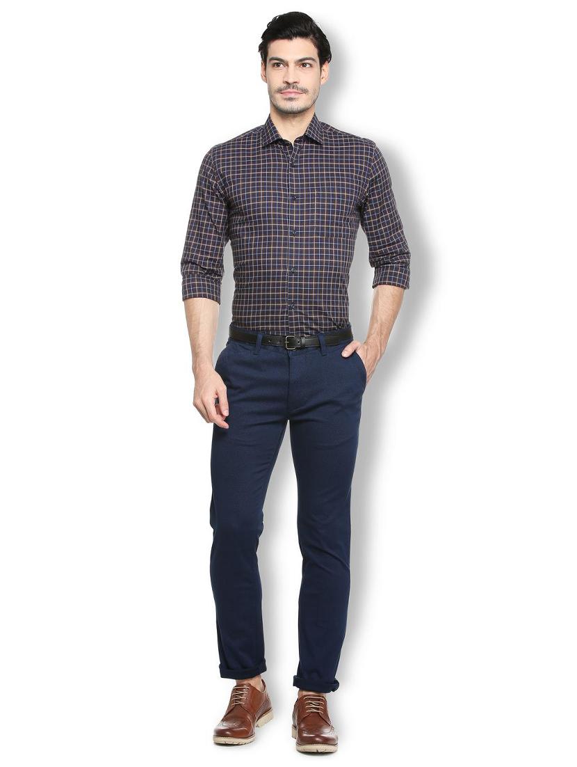 blue cotton blend chinos - 15413137 - Zoom Image - 3