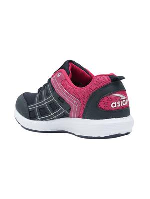 navy lace-up mesh sports shoes - 15413347 - Standard Image - 3