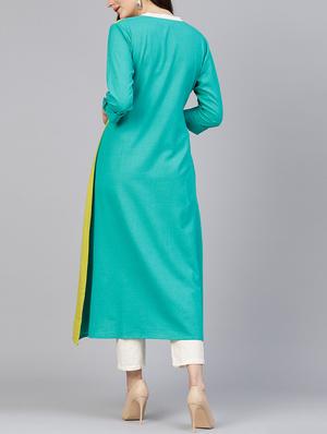 a-line color block kurta - 15413377 - Standard Image - 3