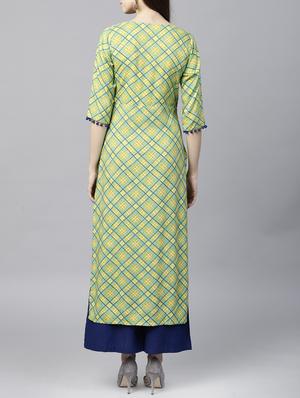 Checkered straight kurta - 15413428 - Standard Image - 3