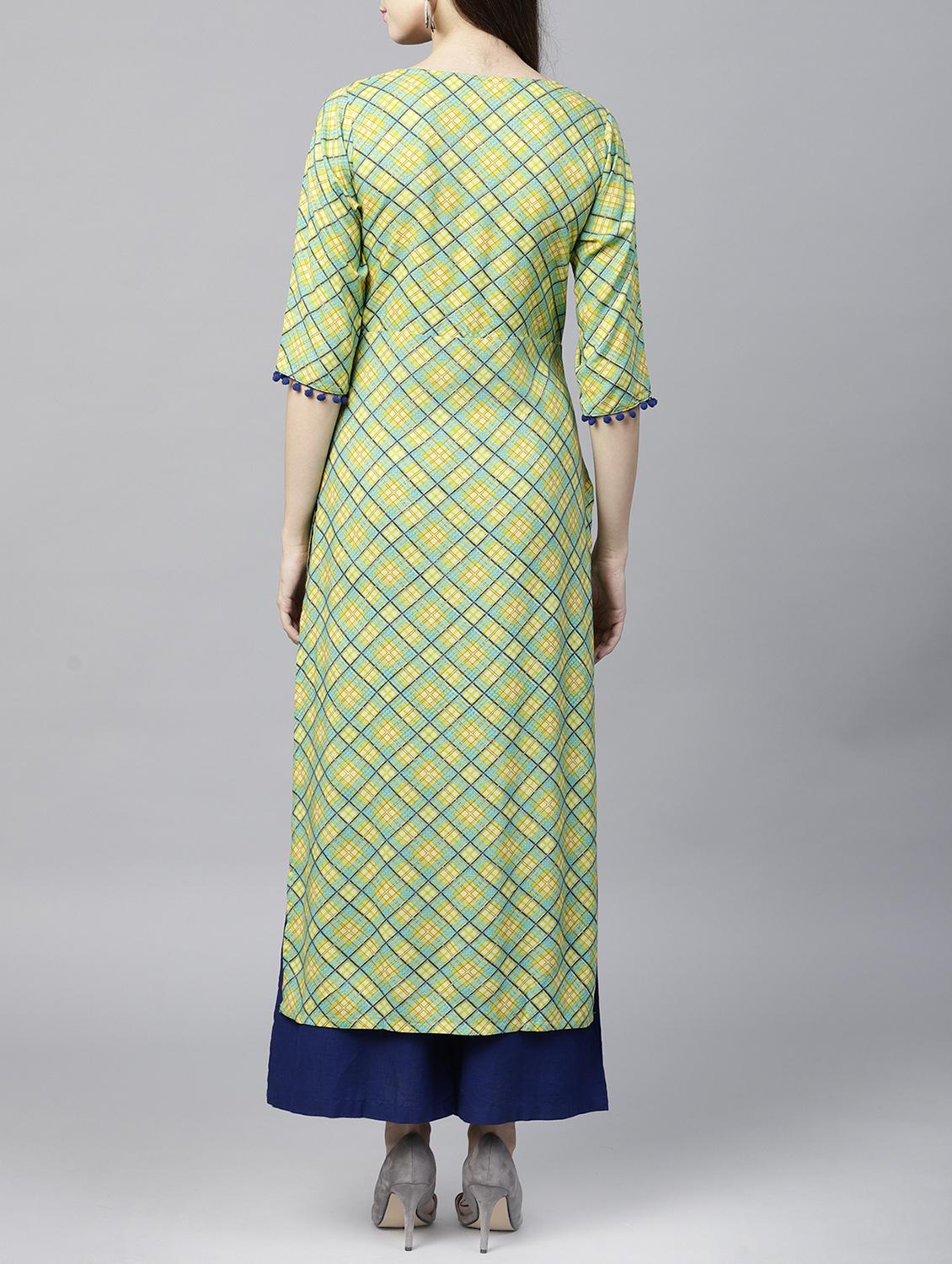 Checkered straight kurta - 15413428 - Zoom Image - 3