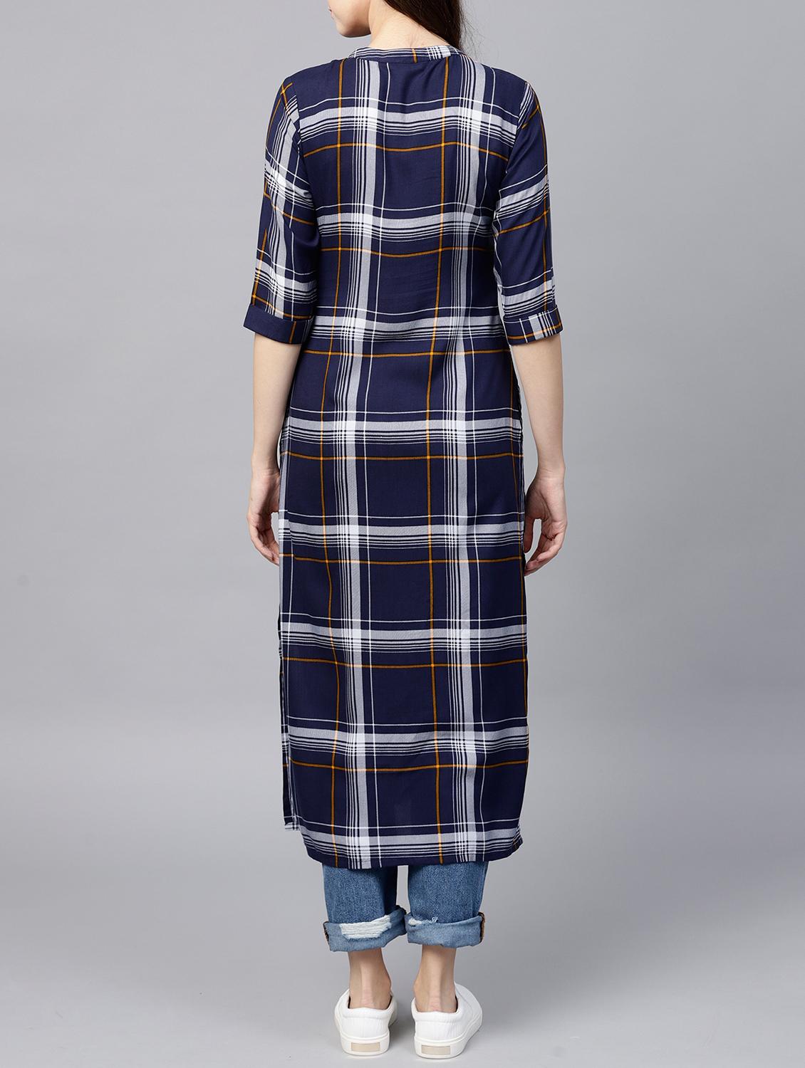 straight checkered kurta - 15413473 - Zoom Image - 3