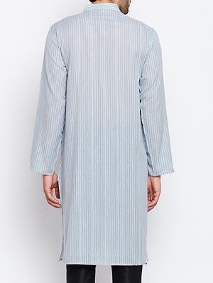 blue cotton long kurta - 15413496 - Standard Image - 3
