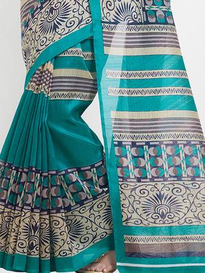 turquoise art silk bhagalpuri saree with blouse - 15413621 - Standard Image - 3