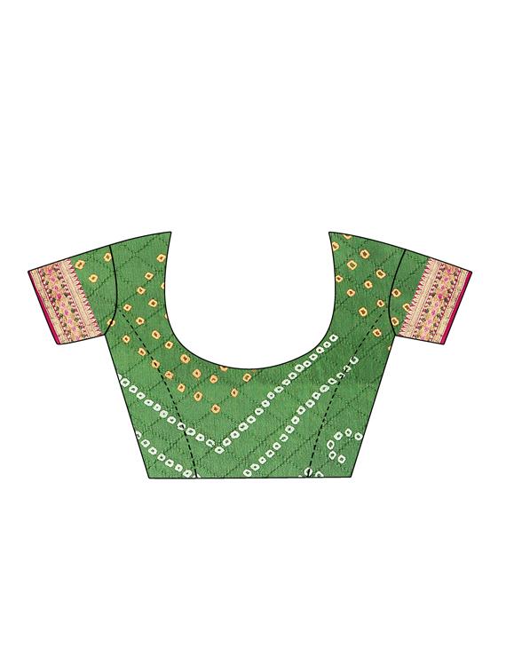 Delicate Golden bordered bandhani saree with blouse - 15413707 - Zoom Image - 3