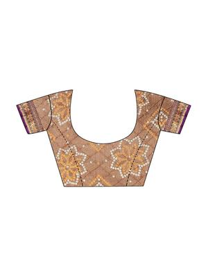 Delicate Golden bordered bandhani saree with blouse - 15413711 - Standard Image - 3