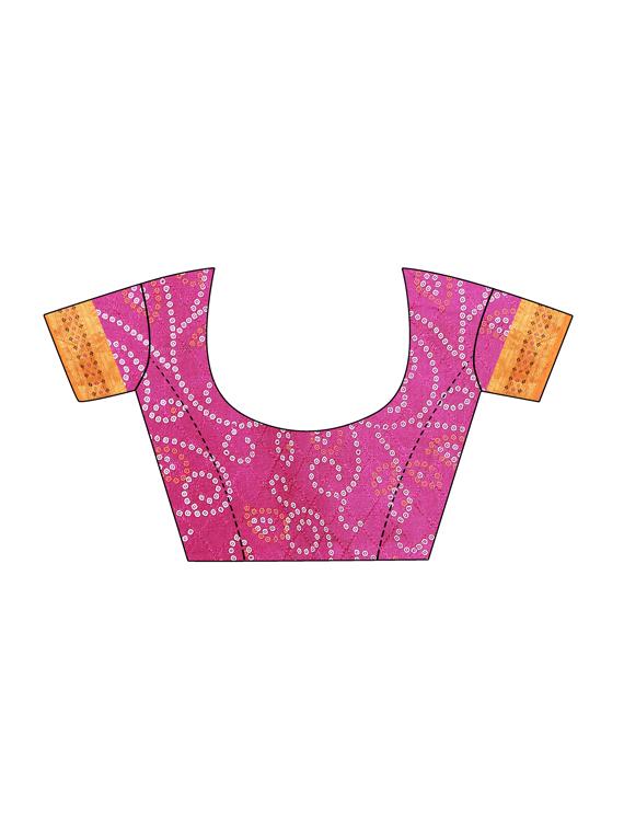 Contrast bordered bandhani saree with blouse - 15413723 - Zoom Image - 3