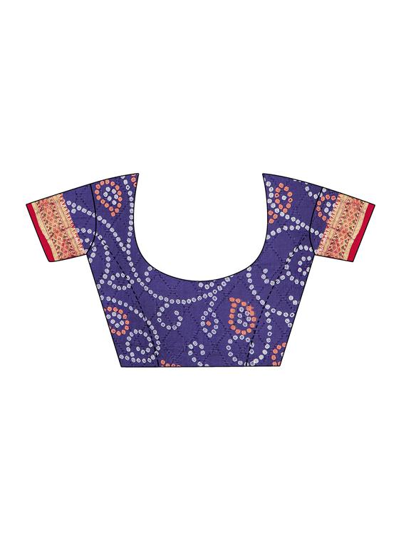 Delicate zari bordered bandhani saree with blouse - 15413727 - Zoom Image - 3