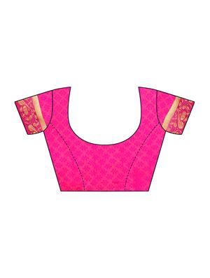 Contrast bordered tussar silk saree with blouse - 15413838 - Standard Image - 3